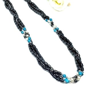 Hematite, Turquoise & Pearl Necklace